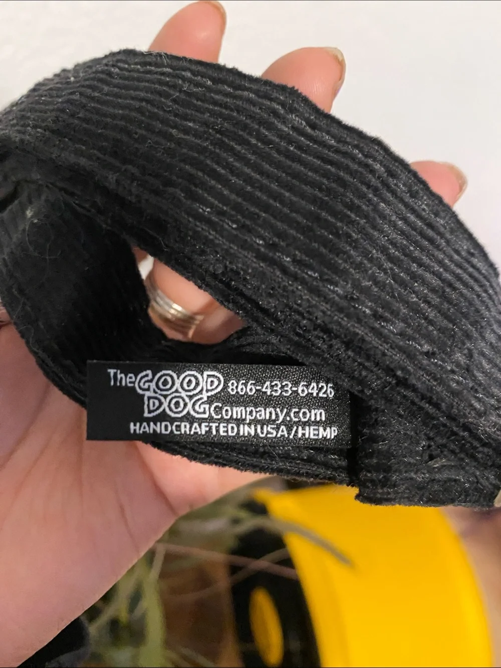 6ft Hemp Black Corduroy Dog Leash